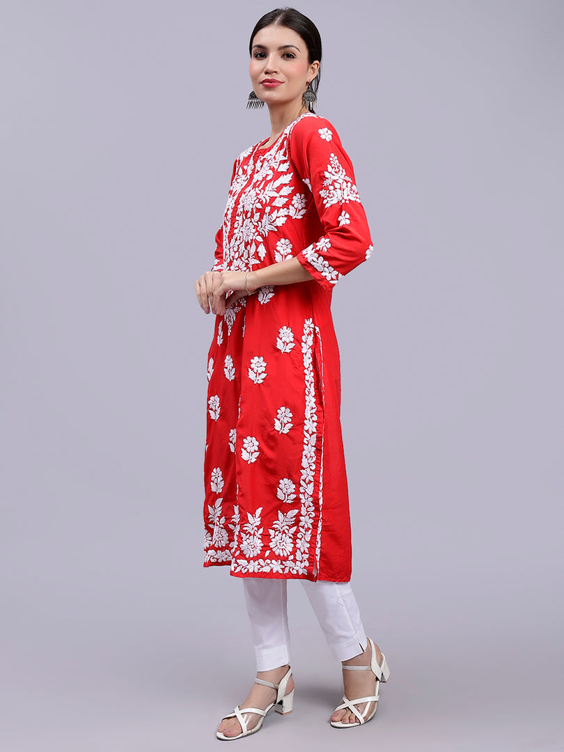 Seva Chikan Hand Embroidered Cotton Blend Lucknowi Chikankari Kurta