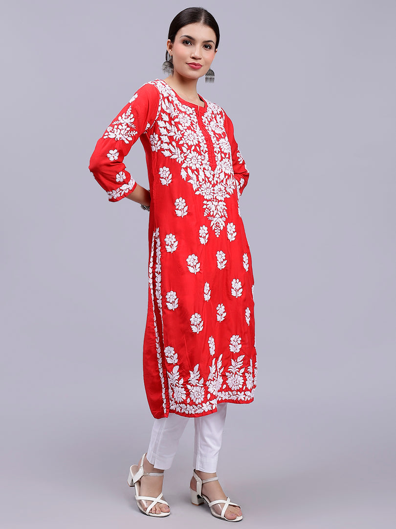 Seva Chikan Hand Embroidered Cotton Blend Lucknowi Chikankari Kurta