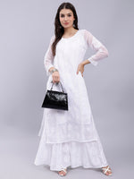 Load image into Gallery viewer, Seva Chikan Hand Embroidered Georgette Lucknowi Chikankari Kurta With Slip