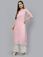 Load image into Gallery viewer, Seva Chikan Hand Embroidered Georgette Chikankari Kurta With Matching Slip