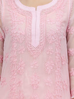 Load image into Gallery viewer, Seva Chikan Hand Embroidered Georgette Chikankari Kurta With Matching Slip