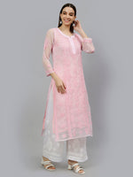 Load image into Gallery viewer, Seva Chikan Hand Embroidered Georgette Chikankari Kurta With Matching Slip