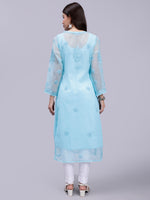 Load image into Gallery viewer, Seva Chikan Hand Embroidered Georgette Lucknowi Chikankari Kurta With Slip