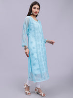 Load image into Gallery viewer, Seva Chikan Hand Embroidered Georgette Lucknowi Chikankari Kurta With Slip