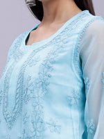 Load image into Gallery viewer, Seva Chikan Hand Embroidered Georgette Lucknowi Chikankari Kurta With Slip