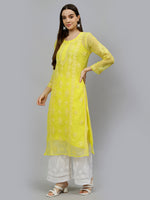 Load image into Gallery viewer, Seva Chikan Hand Embroidered Georgette Chikankari Kurta With Matching Slip