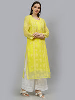 Load image into Gallery viewer, Seva Chikan Hand Embroidered Georgette Chikankari Kurta With Matching Slip