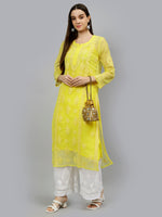 Load image into Gallery viewer, Seva Chikan Hand Embroidered Georgette Chikankari Kurta With Matching Slip