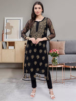 Load image into Gallery viewer, Seva Chikan Hand Embroidered Georgette Lucknowi Chikankari Kurta With Slip
