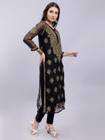 Load image into Gallery viewer, Seva Chikan Hand Embroidered Georgette Lucknowi Chikankari Kurta With Slip
