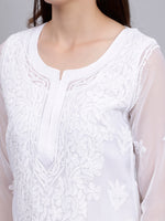 Load image into Gallery viewer, Seva Chikan Hand Embroidered Georgette Lucknowi Chikankari Kurta With Slip