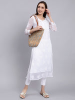 Load image into Gallery viewer, Seva Chikan Hand Embroidered Georgette Lucknowi Chikankari Kurta With Slip