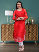 Load image into Gallery viewer, Seva Chikan Hand Embroidered Georgette Lucknowi Chikankari Kurta With Slip