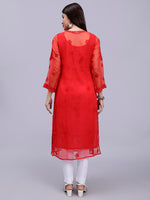 Load image into Gallery viewer, Seva Chikan Hand Embroidered Georgette Lucknowi Chikankari Kurta With Slip
