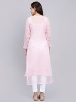 Load image into Gallery viewer, Seva Chikan Hand Embroidered Georgette Lucknowi Chikankari Kurta With Slip
