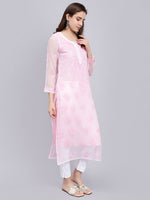 Load image into Gallery viewer, Seva Chikan Hand Embroidered Georgette Lucknowi Chikankari Kurta With Slip