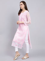 Load image into Gallery viewer, Seva Chikan Hand Embroidered Georgette Lucknowi Chikankari Kurta With Slip