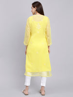 Load image into Gallery viewer, Seva Chikan Hand Embroidered Georgette Lucknowi Chikankari Kurta With Slip