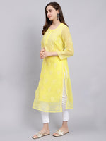 Load image into Gallery viewer, Seva Chikan Hand Embroidered Georgette Lucknowi Chikankari Kurta With Slip
