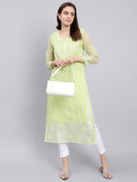 Load image into Gallery viewer, Seva Chikan Hand Embroidered Georgette Lucknowi Chikankari Kurta With Slip