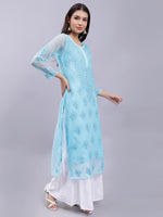 Load image into Gallery viewer, Seva Chikan Hand Embroidered Georgette Lucknowi Chikankari Kurta With Slip