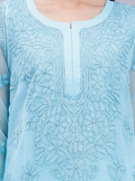 Load image into Gallery viewer, Seva Chikan Hand Embroidered Georgette Lucknowi Chikankari Kurta With Slip