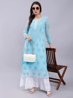 Load image into Gallery viewer, Seva Chikan Hand Embroidered Georgette Lucknowi Chikankari Kurta With Slip