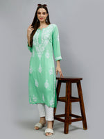 Load image into Gallery viewer, Seva Chikan Hand Embroidered Modal Cotton Lucknowi Chikankari Kurta