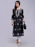 Load image into Gallery viewer, Seva Chikan Hand Embroidered Terivoil Cotton Lucknowi Chikankari Kurta