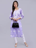 Load image into Gallery viewer, Seva Chikan Hand Embroidered Terivoil Cotton Lucknowi Chikankari Kurta