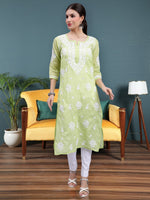 Load image into Gallery viewer, Seva Chikan Hand Embroidered Terivoil Cotton Lucknowi Chikankari Kurta