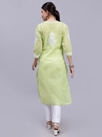 Load image into Gallery viewer, Seva Chikan Hand Embroidered Terivoil Cotton Lucknowi Chikankari Kurta
