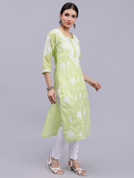 Load image into Gallery viewer, Seva Chikan Hand Embroidered Terivoil Cotton Lucknowi Chikankari Kurta