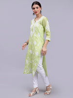 Load image into Gallery viewer, Seva Chikan Hand Embroidered Terivoil Cotton Lucknowi Chikankari Kurta