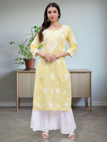 Load image into Gallery viewer, Seva Chikan Hand Embroidered Terivoil Cotton Lucknowi Chikankari Kurta