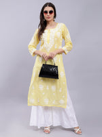 Load image into Gallery viewer, Seva Chikan Hand Embroidered Terivoil Cotton Lucknowi Chikankari Kurta