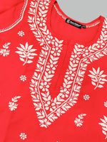 Load image into Gallery viewer, Seva Chikan Hand Embroidered Terivoil Cotton Lucknowi Chikankari Kurta
