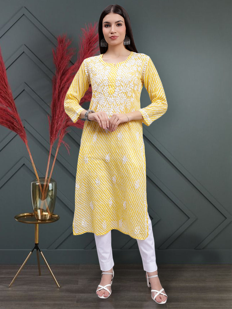 Seva Chikan Hand Embroidered Mal-Mal Lucknowi Chikankari Kurta