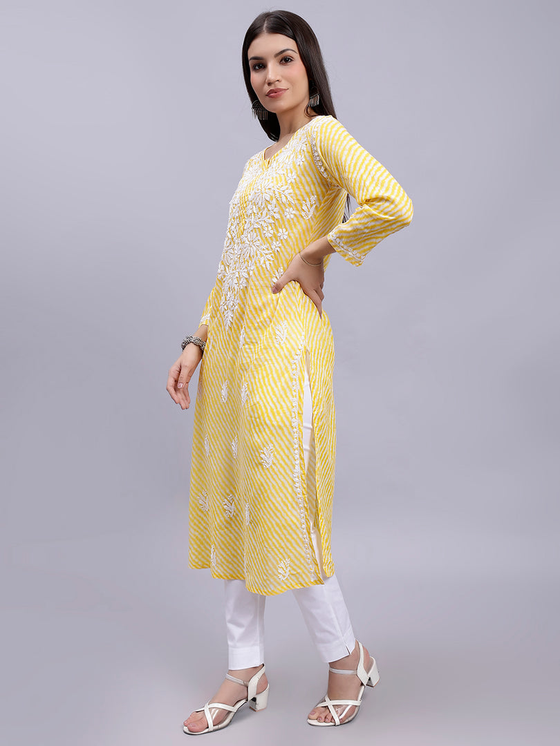 Seva Chikan Hand Embroidered Mal-Mal Lucknowi Chikankari Kurta