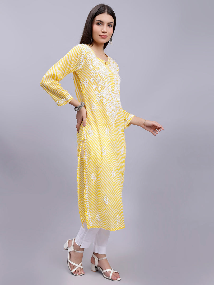 Seva Chikan Hand Embroidered Mal-Mal Lucknowi Chikankari Kurta