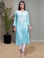 Load image into Gallery viewer, Seva Chikan Hand Embroidered Mal-Mal Lucknowi Chikankari Kurta