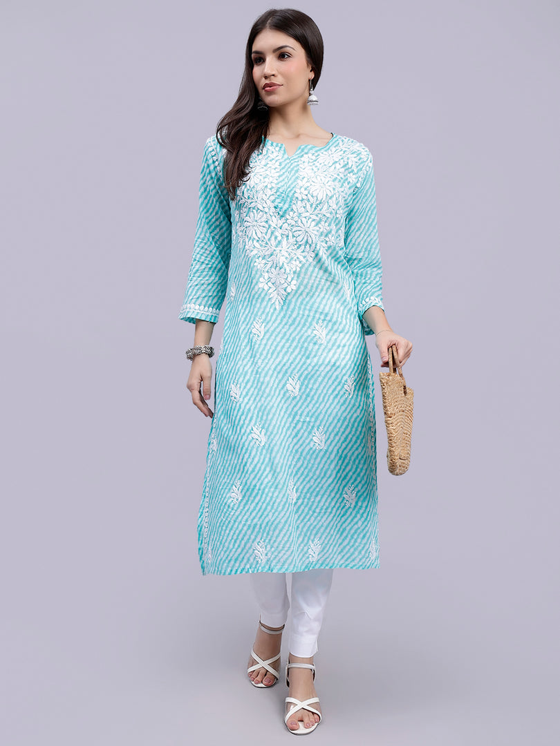 Seva Chikan Hand Embroidered Mal-Mal Lucknowi Chikankari Kurta