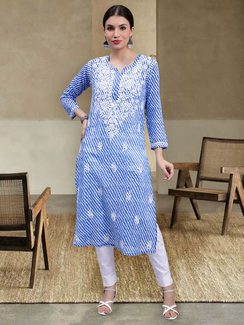 Seva Chikan Hand Embroidered Mal-Mal Lucknowi Chikankari Kurta
