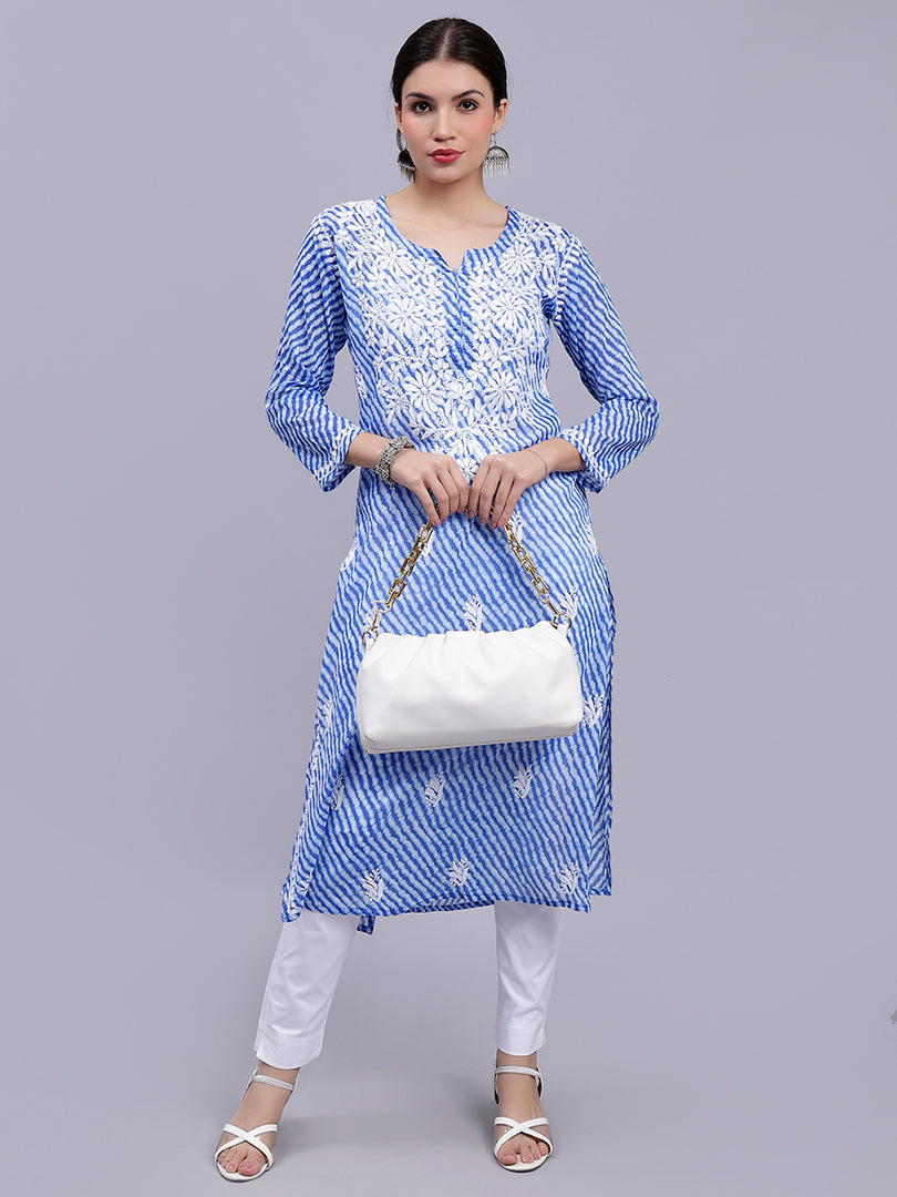 Seva Chikan Hand Embroidered Mal-Mal Lucknowi Chikankari Kurta