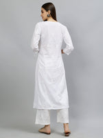 Load image into Gallery viewer, Seva Chikan Hand Embroidered White Cotton Lucknowi Chikankari Kurta