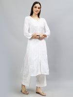 Load image into Gallery viewer, Seva Chikan Hand Embroidered White Cotton Lucknowi Chikankari Kurta