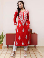 Load image into Gallery viewer, Seva Chikan Hand Embroidered Modal Cotton Lucknowi Chikankari Kurta