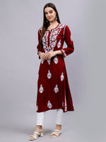 Load image into Gallery viewer, Seva Chikan Hand Embroidered Modal Cotton Lucknowi Chikankari Kurta