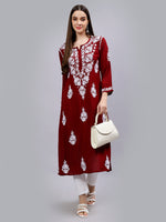 Load image into Gallery viewer, Seva Chikan Hand Embroidered Modal Cotton Lucknowi Chikankari Kurta