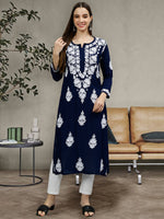 Load image into Gallery viewer, Seva Chikan Hand Embroidered Modal Cotton Lucknowi Chikankari Kurta